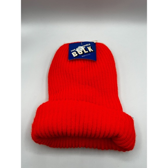 Vintage Made in the USA Knit Beannie BULK Logo Red Stretch Soft NEW OLD STOCK - Picture 1 of 11